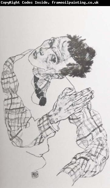 Egon Schiele Self Portrait with Checkered shirt