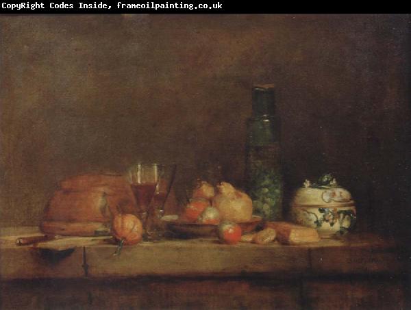 Jean Baptiste Simeon Chardin Style life with olive glass