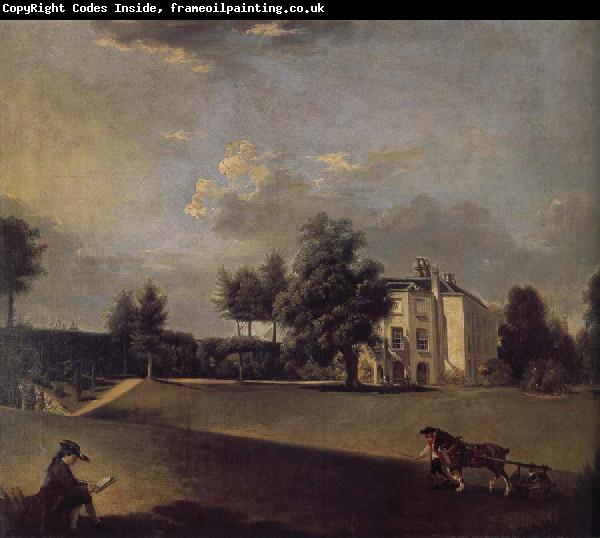 Johann Zoffany A view of the grounds of  Hampton House