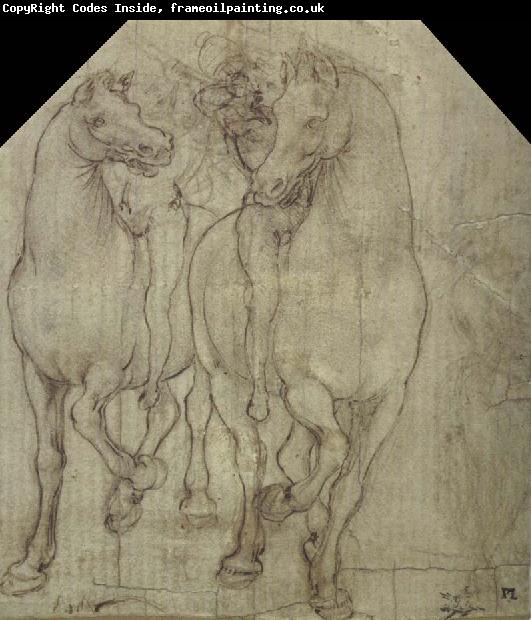 Leonardo  Da Vinci Horses with horsemen