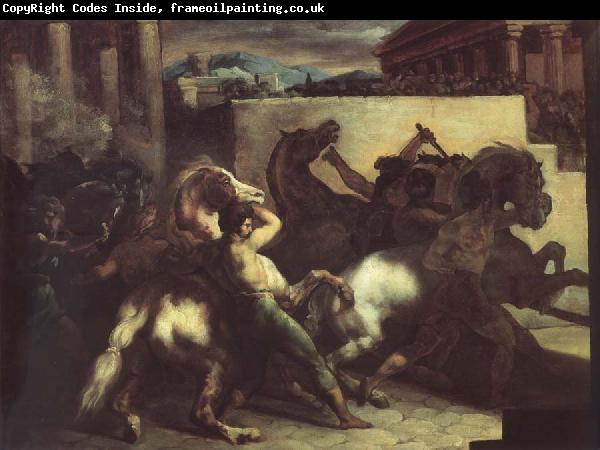 Theodore   Gericault The race of the wild horses