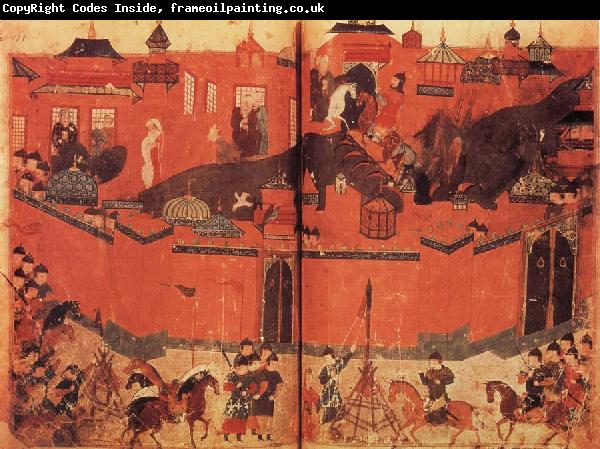 unknow artist The Mongolen Sturmen and conquer Baghdad in 1258