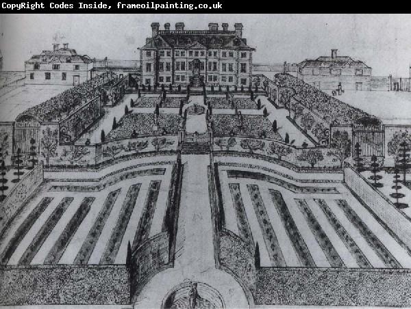 unknow artist The House and garden at Stowe,as they were before Lord Cobham-s alterations of the 1720s