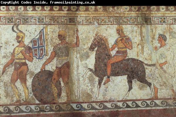 unknow artist Greek Fubsoldaten and cavalry fresco