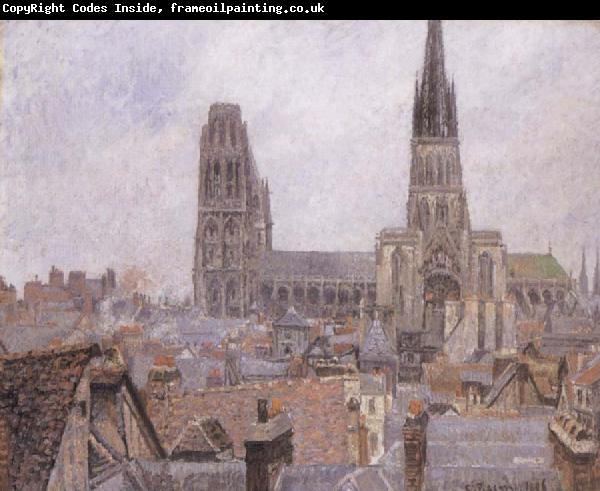 Camille Pissarro The Roofs of Old Rouen,Gray Weather