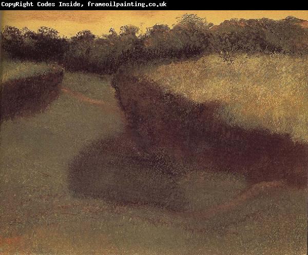 Edgar Degas Cornfield and tree line