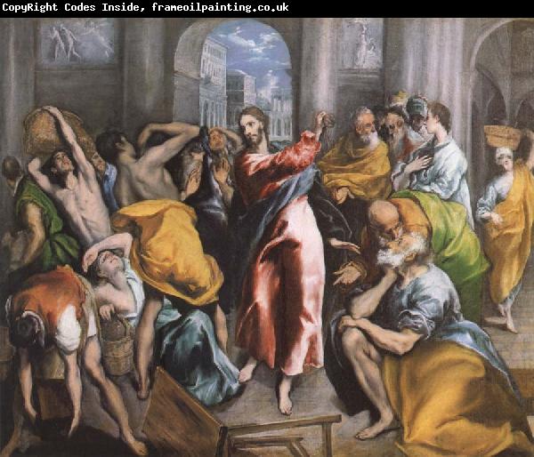 El Greco The Christ is driving businessman in the fane