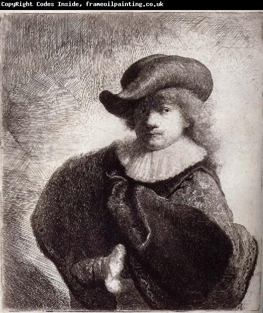 REMBRANDT Harmenszoon van Rijn Self-Portrait in a Soft Hat and Embroidered Cloak