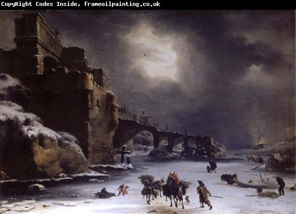 Rembrandt Harmensz Van Rijn City wall in the winter