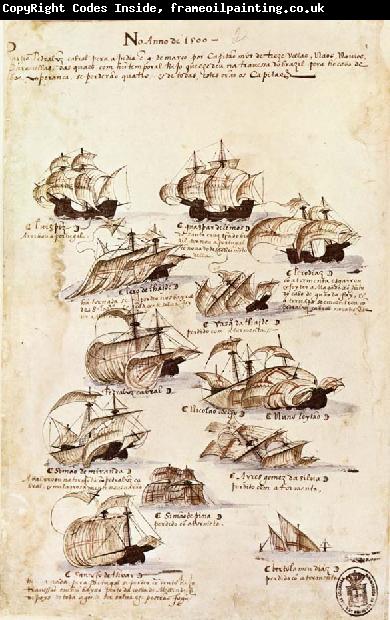 unknow artist Sedan Vasco da Gama oppnat sjovagen to Ostindiev via Gobabopps udden avseglade a fleet pa twelve vessel wonder charge of Cabral the 9 Mar 1500 in orde
