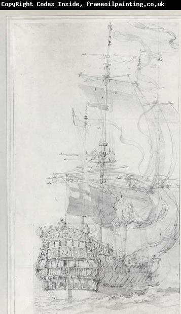 unknow artist Willem motor van they Velde the never am failing answerable ago that utmarkta cartoon abaft of Mordaunt,ett British vessel with 46 cannons