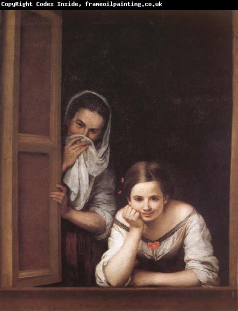 Bartolome Esteban Murillo Two Women in a fonster