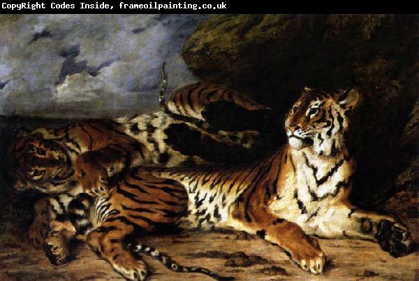 Eugene Delacroix A Young Tiger Playing with its Mother