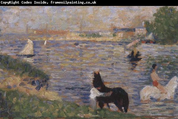 Georges Seurat Horses in the Seine