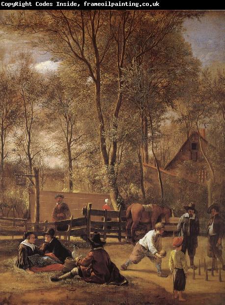 Jan Steen Kagelspelarna outside a vardshus