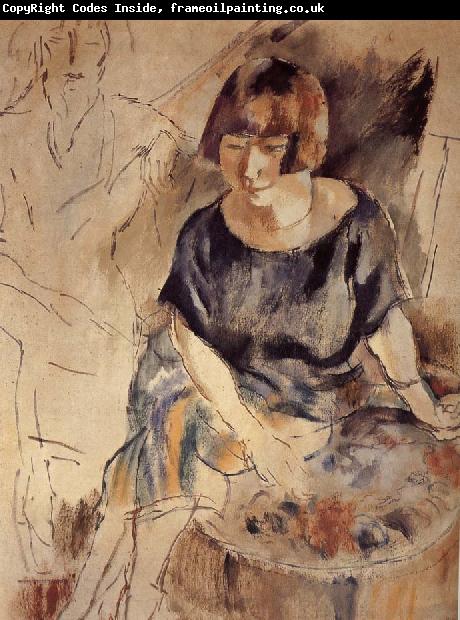 Jules Pascin Lucy and Aiermina are seated on the soft mat