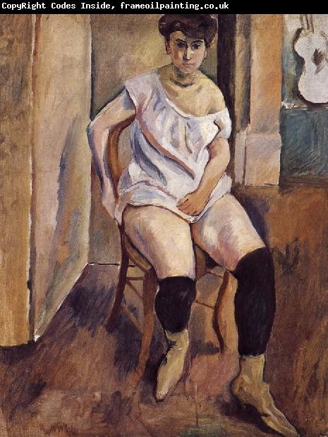 Jules Pascin The Woman wearing yellow short boots