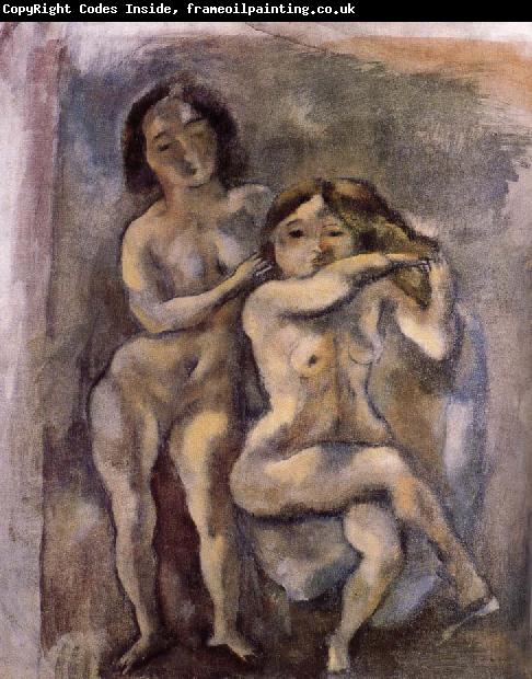 Jules Pascin Gril with sheila are hackle golden hair