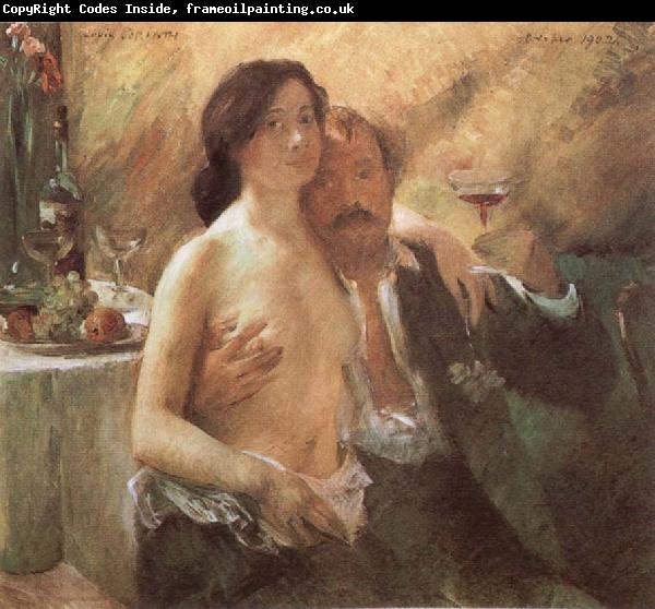 Lovis Corinth Self-Portrait with his wife and a glass