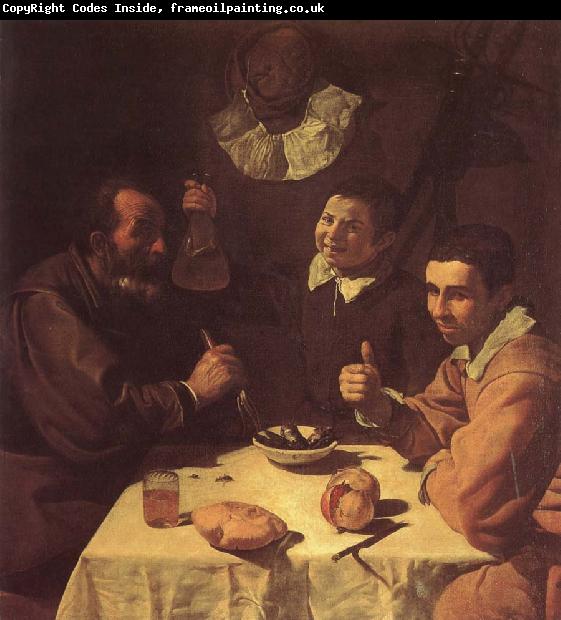 VELAZQUEZ, Diego Rodriguez de Silva y The three man beside the table