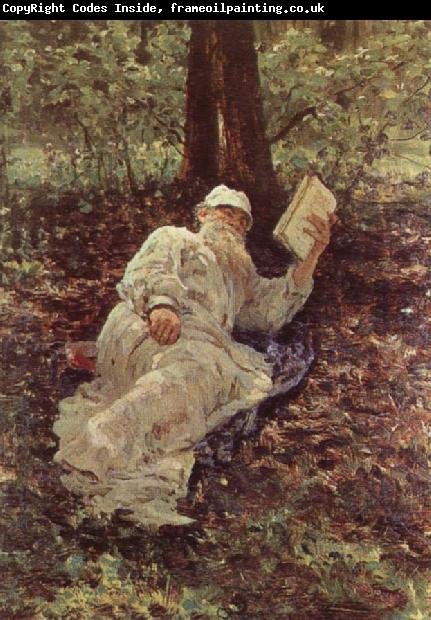 llya Yefimovich Repin Tolstoy Resting in the Wood