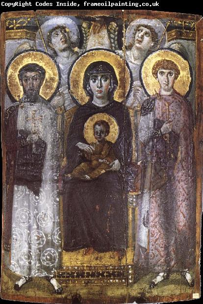 unknow artist The throne Virgin Mary with the child between ST Teodor and ST Goran,