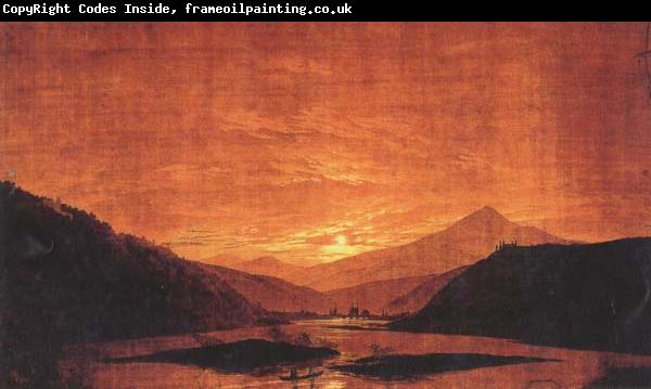 Caspar David Friedrich Mountainous River Landscape (mk45)