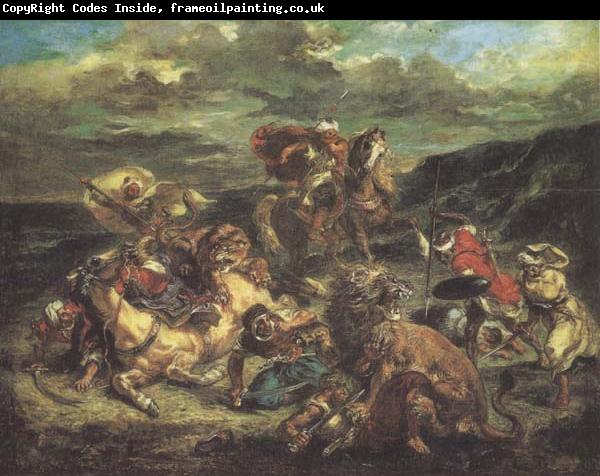 Eugene Delacroix The Lion Hunt (mk45)