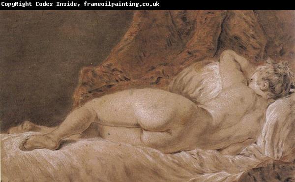 Francois Boucher Reclining female Nude seen from behind