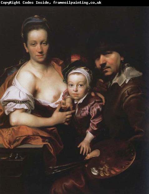 Johann kupetzky Portrait of the Artist with his Wife and Son