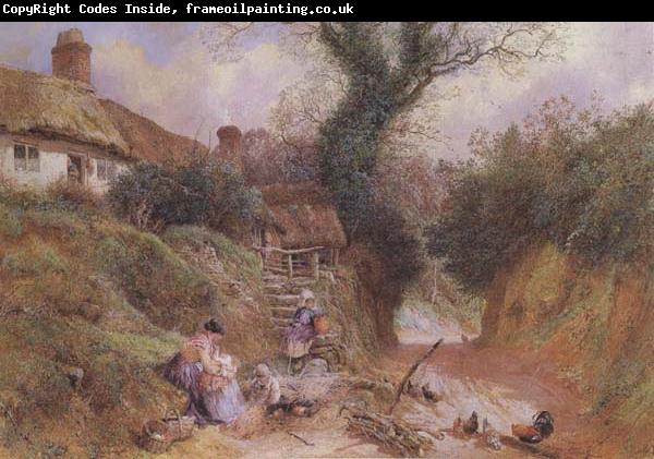 Myles Birket Foster,RWS Lane Scene at Hambleden (mk46)_