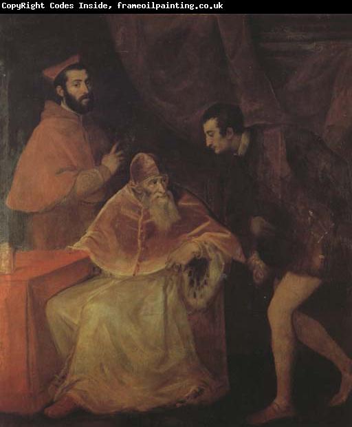 Titian Pope Paul III,Cardinal Alessandro Farnese and Duke Ottavio Farnese (mk45)