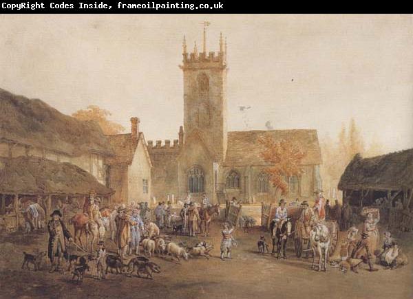 William Henry Pyne The Pig Market,Bedford with a View of St Mary's Church (mk47)