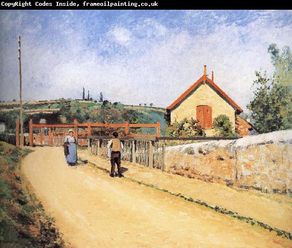 Camille Pissarro Pang plans Schwarz railway crossing