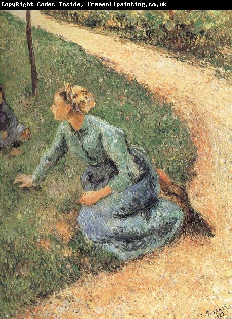 Camille Pissarro Peasant woman sitting on the side of the road