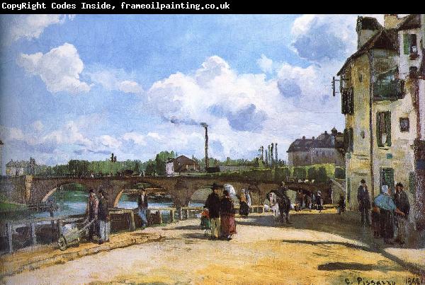 Camille Pissarro Pang map of the river and the bridge Schwarz