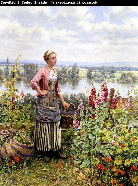 Daniel Ridgeway Knight Maria on the Terrace with a Bundle of Grass