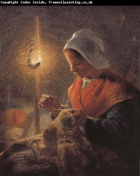 Jean Francois Millet Sewing under the light