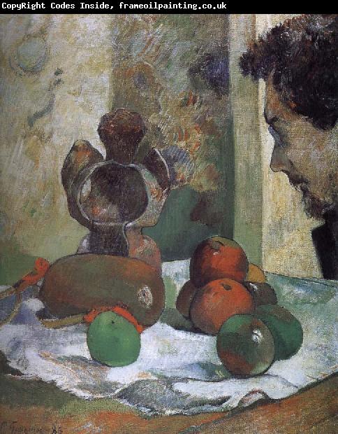 Paul Gauguin There is still life portrait side of the lava