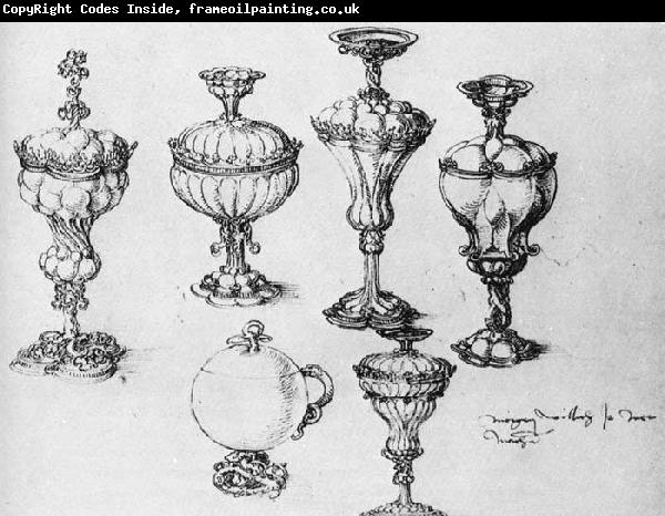 Albrecht Durer Six Goblets - Pen