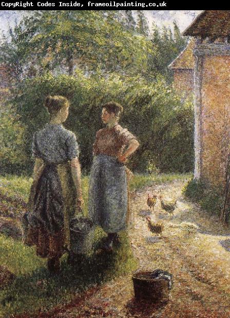 Camille Pissarro Woman in front of farmhouse