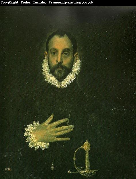 El Greco man with his hand on his breast