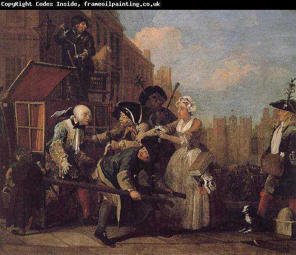 William Hogarth Prodigal son to court arrest