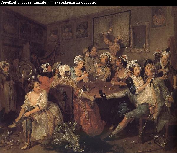 William Hogarth Prodigal son in the hostel Rose