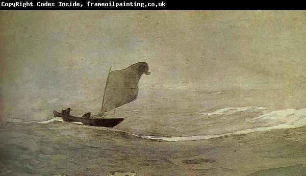 Winslow Homer Vessels away by strong wind