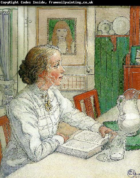 Carl Larsson min aldsta dotter- suzanne med mjolk och bok