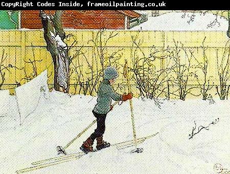 Carl Larsson falugarden-esbjorn pa skidor