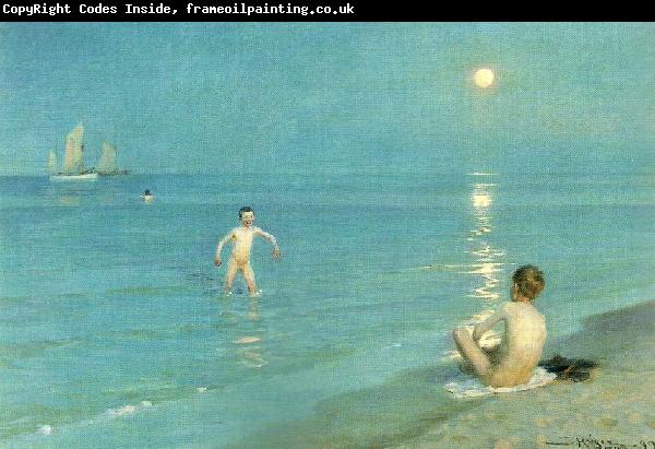 Peter Severin Kroyer badende drenge en sommeraften ved skagen strand