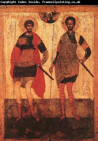 unknow artist Icon of St Theodore Stratilates and St Theodore Tyron