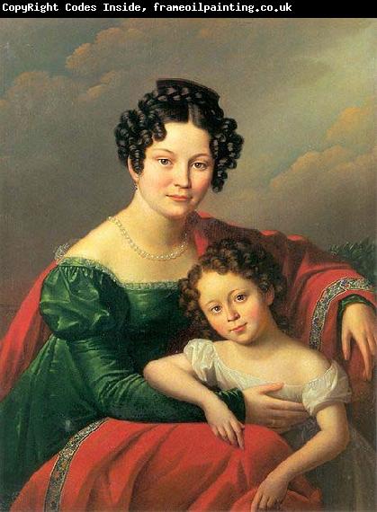 unknown artist Portrait of young woman with her child- Countess of Dyhrn with her child